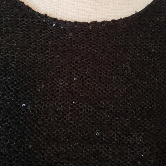 Lightweight Black Sequined Sweater Sheer Lining - Picture 2 of 4